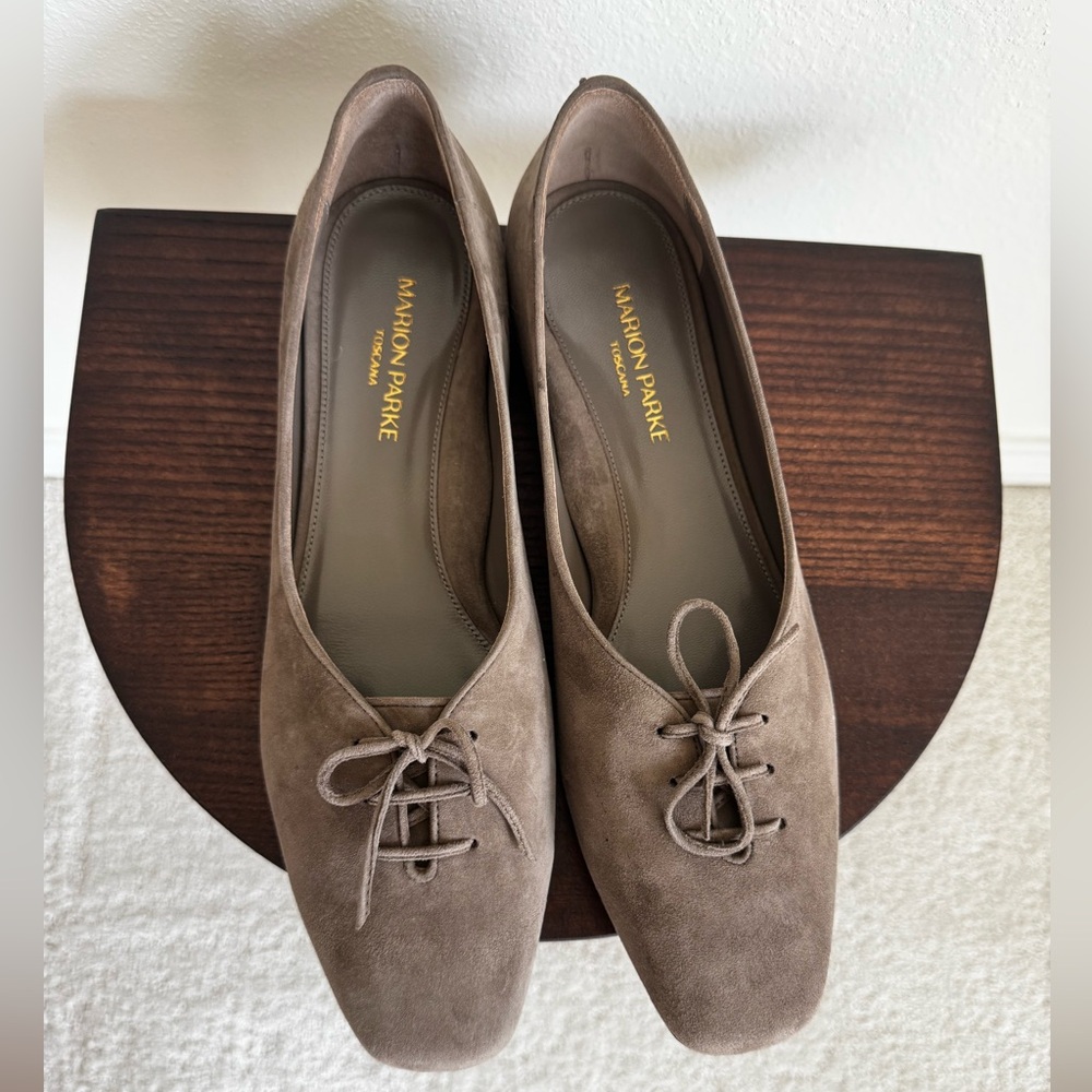 Marion Parke Women's Taupe Suede Rosie Flats